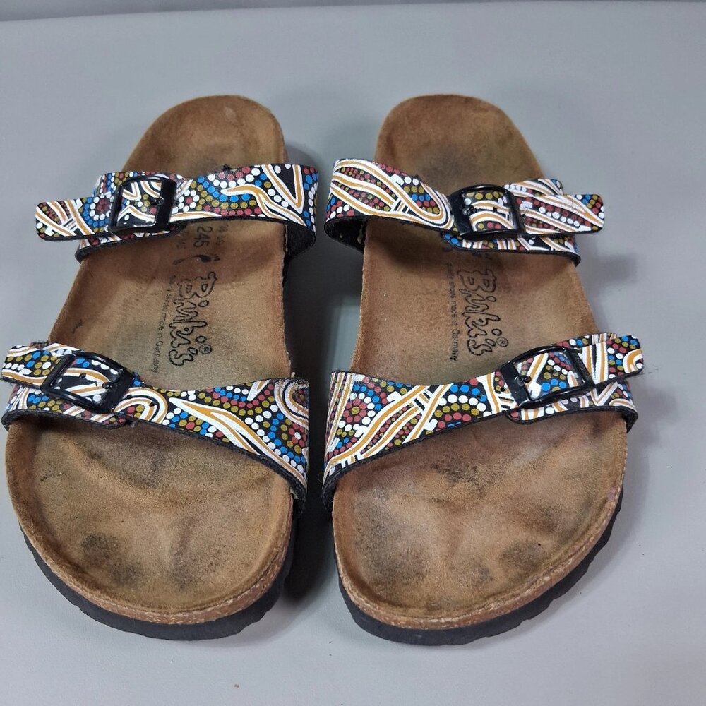 Birkis by Birkenstock Salina Sandals Aboriginal Dot Art Print Size 38 L7
